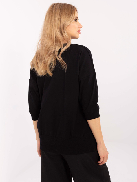 Hurt Czarna bawełniana bluzka damska z haftem