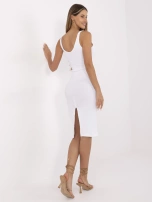 Biała midi sukienka w prążek RUE PARIS 