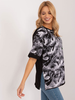 Hurtownia Czarny luźny t-shirt z motywem zwierzęcym