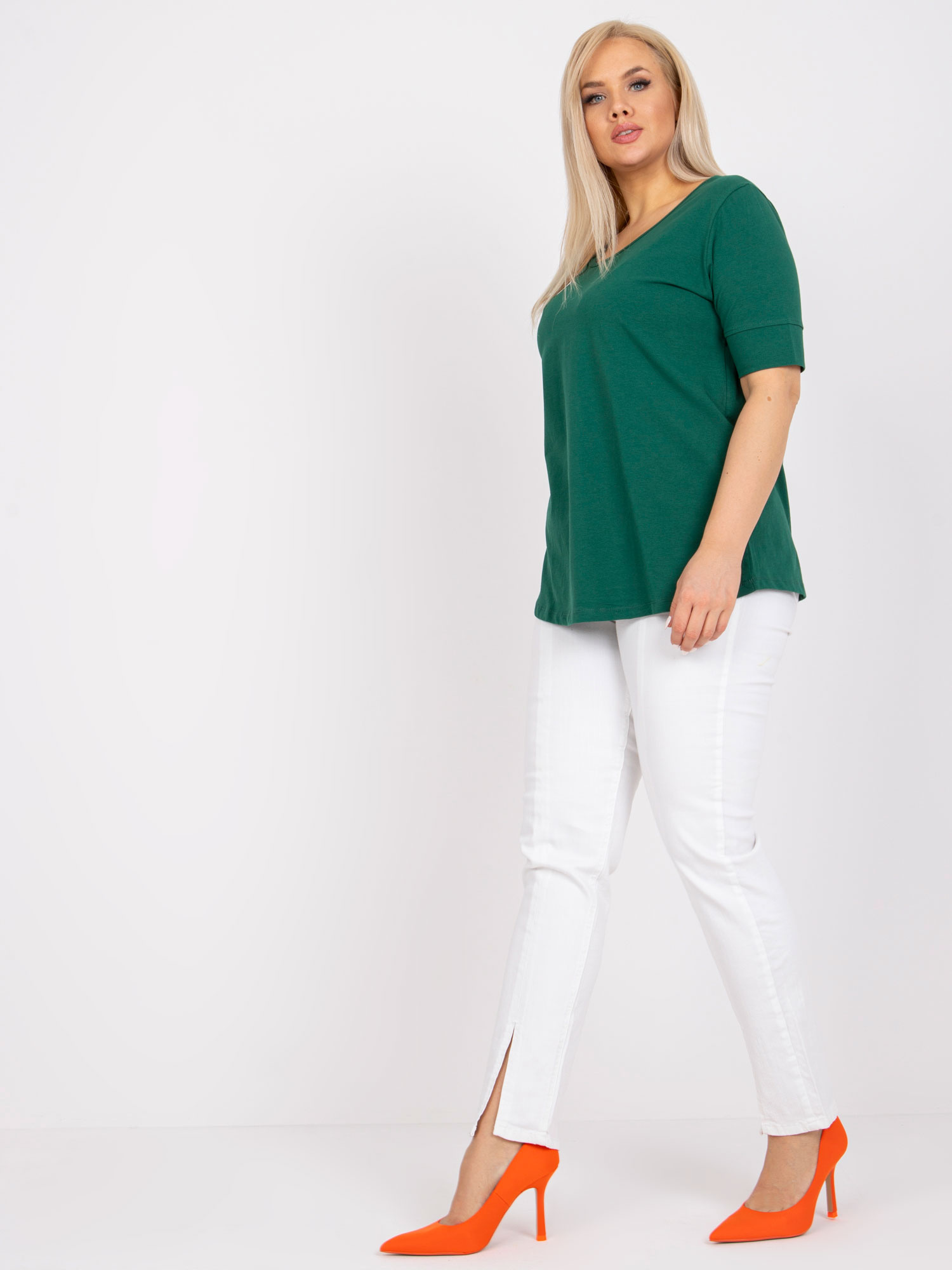 Dunkelgrünes T-Shirt aus Baumwolle Plus Size Missy.