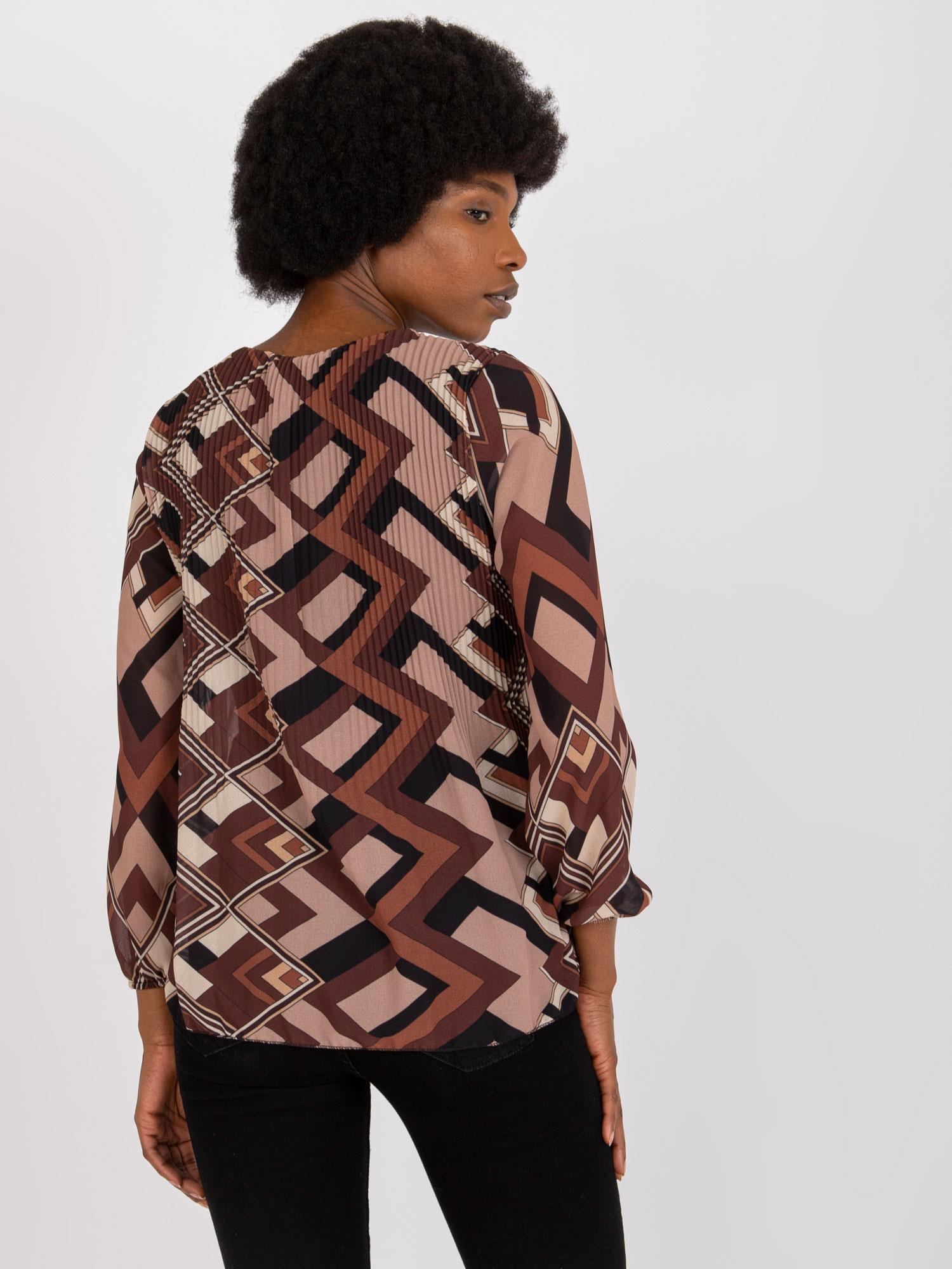 Brown and beige blouse with Virginia print