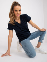 Granatowy t-shirt bawełniany Severine