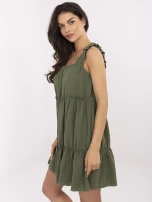 Khaki muślinowa sukienka na lato