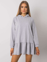 Graue Melange Sweatkleid mit Kapuze von Aliye.