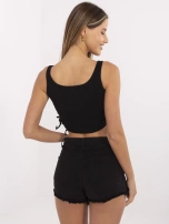 Czarny krótki top na ramiączkach Loretta RUE PARIS 
