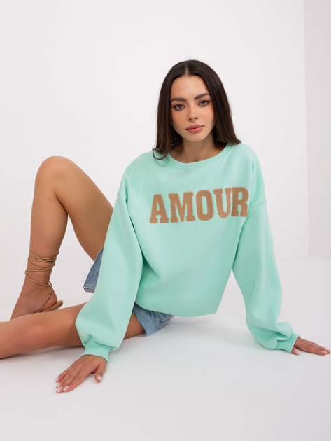Hurt Miętowa bluza bez kaptura z okrągłym dekoltem