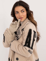 Hurtownia Beżowe damskie rękawiczki z ociepleniem