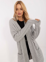 Hurtownia online Szary damski kardigan z kieszeniami