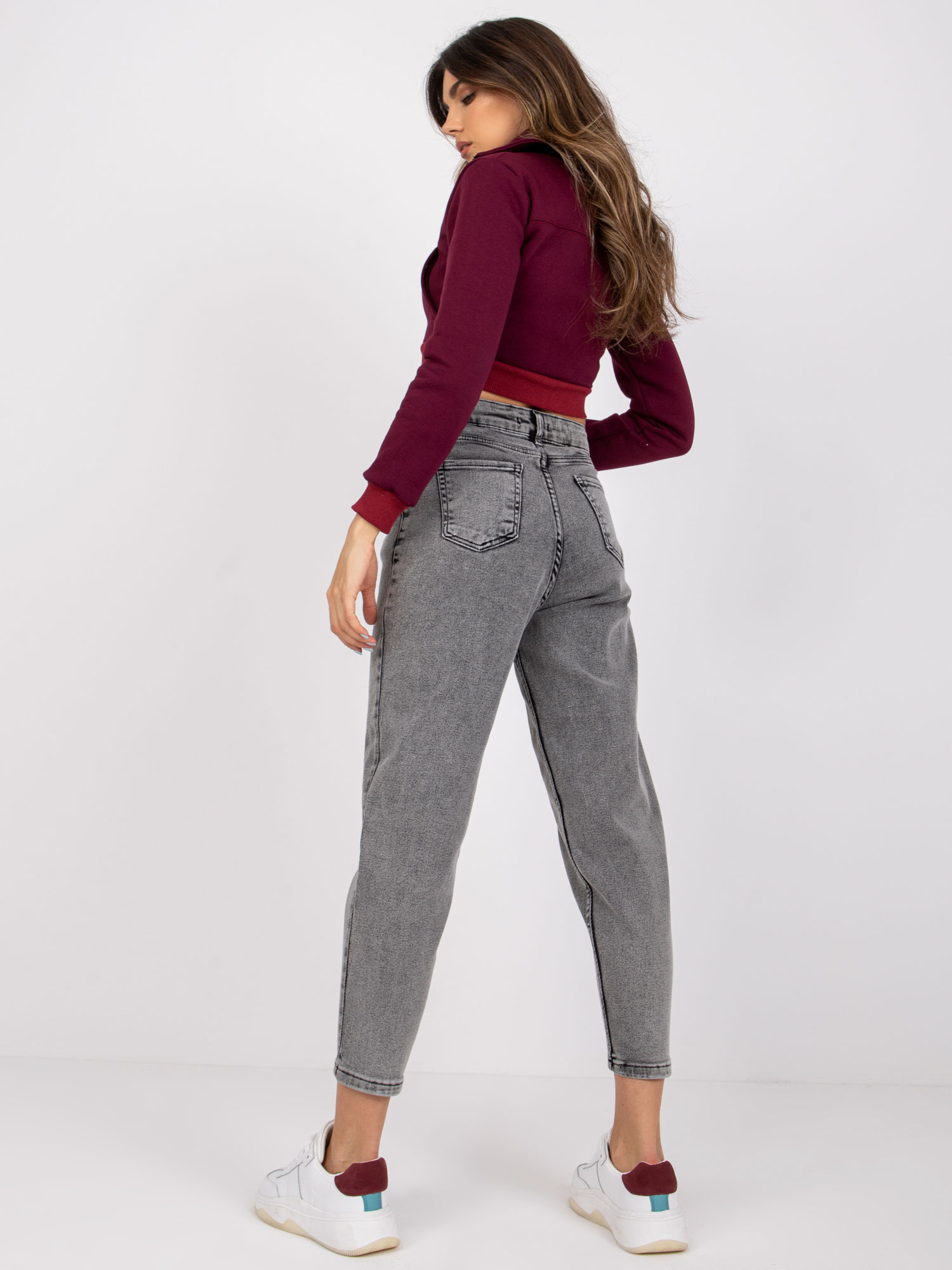 Dark Grey Jessie Mom Jeans Pants 