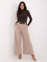 Beżowe sztruksowe spodnie bez zapięcia RUE PARIS