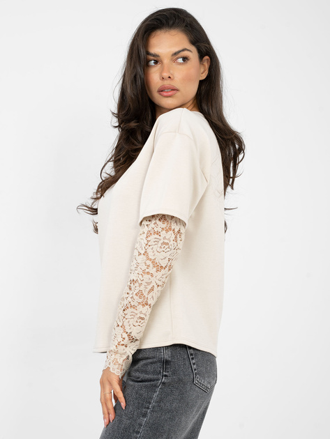 Beżowa damska bluzka z imitacją t-shirtu