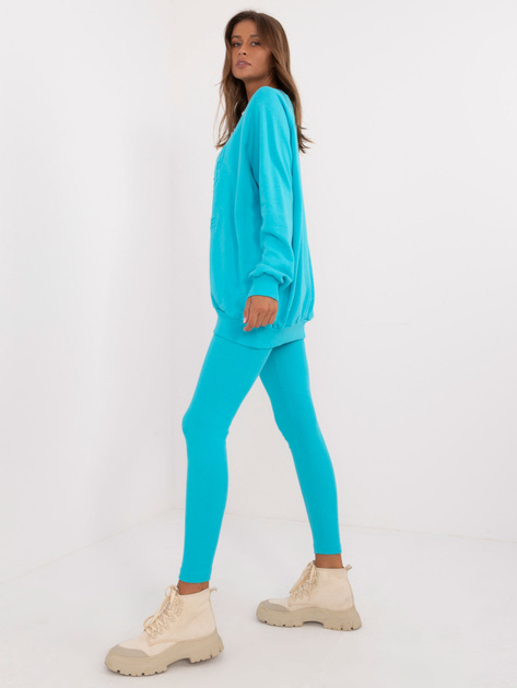 Hurtownia Turkusowy komplet dresowy z bluzą oversize