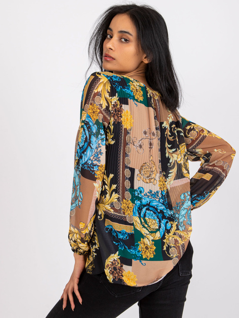 Czarno-beżowa luźna bluzka z printami Amaya