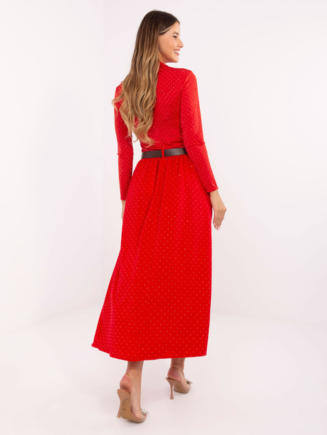 Czerwona elegancka spódnica z paskiem