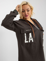 Hurt Khaki dłuższa bluza plus size z suwakiem u góry