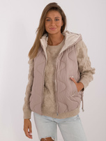 Hurtownia online Beżowa kamizelka puchowa z kieszeniami