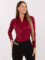 Bordowe eleganckie body w kwiaty 
