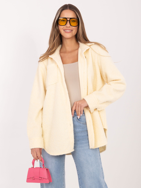 Maślana żółta koszulowa kurtka z kieszeniami RUE PARIS