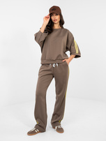 Brązowy dresowy komplet z rękawem 3/4 RUE PARIS 