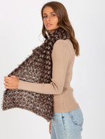 Hurt Ciemnobeżowo-brązowy dzianinowy szal damski