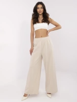 Jasnobeżowe szerokie spodnie basic z wiskozy