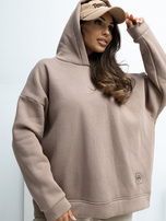 Ciemnobeżowa bluza basic z naszywką RUE PARIS 