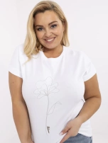 Biała damska bluzka plus size z aplikacjami