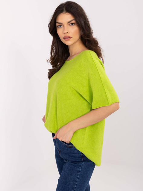 Hurt Limonkowy sweter oversize z dodatkiem wiskozy