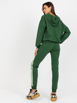 Hurt Ciemnozielony damski komplet casualowy z dekoltem w serek