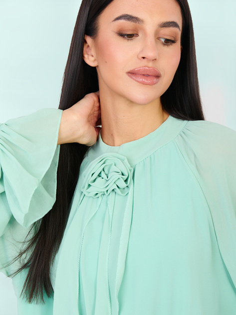 Miętowa sukienka ze ściągaczem w talii RUE PARIS