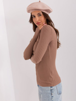 Hurtownia Beżowy damski beret z kaszmirem