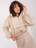 Hurt Beżowy dresowy komplet basic z krótką bluzą Emilie