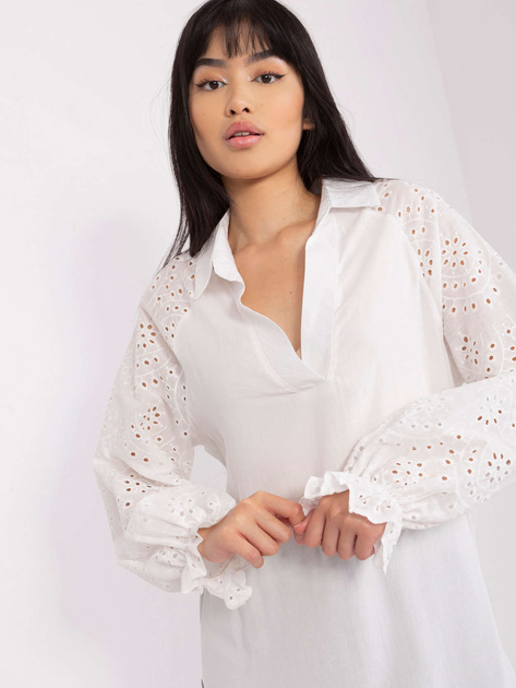 Hurt Ecru damska bluzka koszulowa z kołnierzem