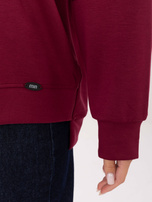 Burgundowa dresowa bluza bez kaptura