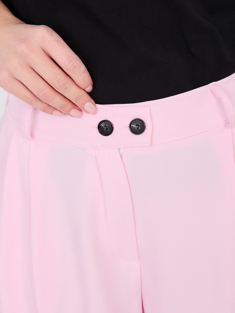 Pastelowe różowe eleganckie spodnie z szeroką nogawką RUE PARIS