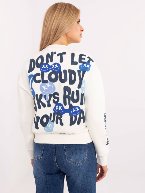 Hurt Biała ocieplana bluza z nadrukiem SUBLEVEL