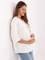 Ecru damska bluzka z troczkami