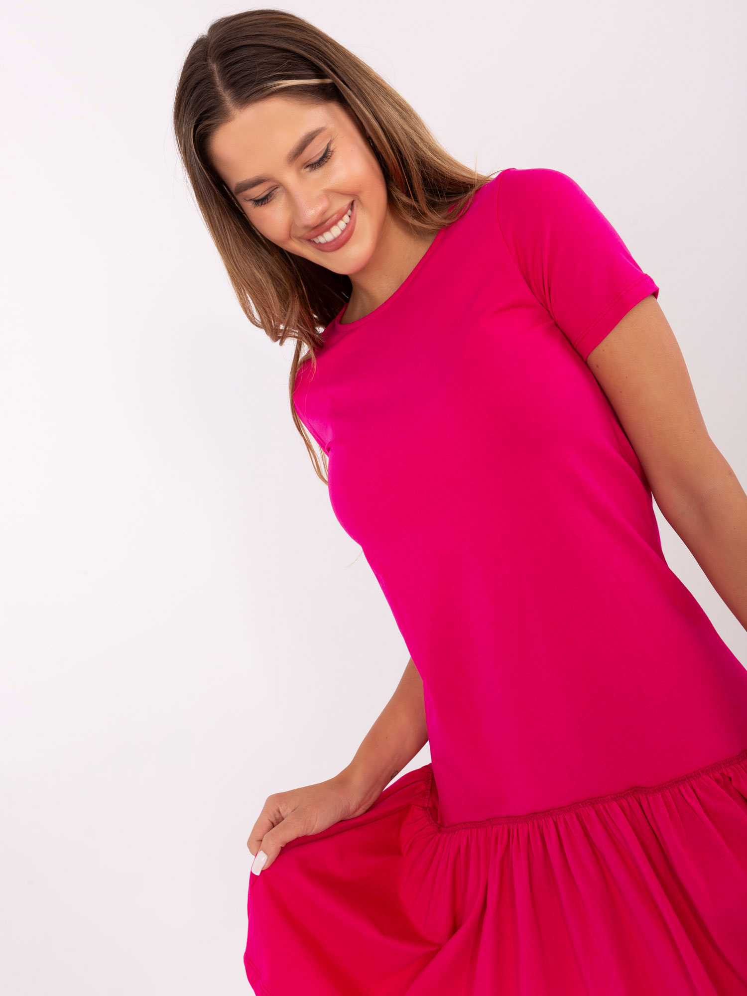 Fuchsia basic dress made of cotton RUE PARIS.