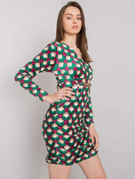 Zielona sukienka welurowa we wzory Montilla