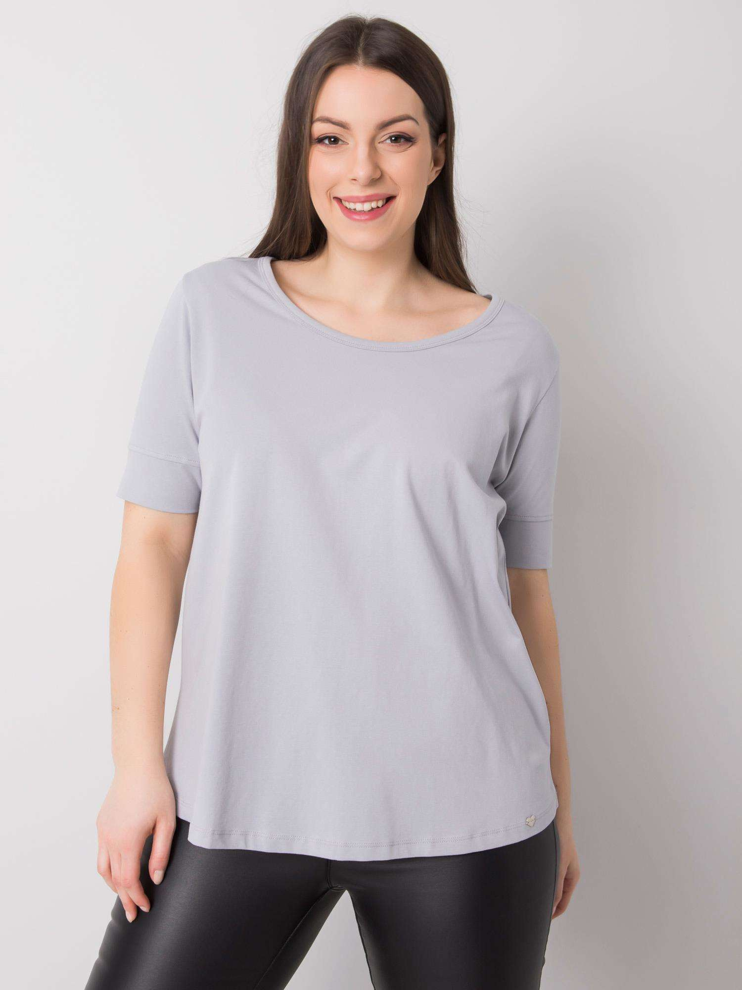 Jasnoszary t-shirt bawełniany plus size Missy
