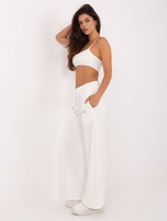 Ecru dresowe spodnie z wiązaniem