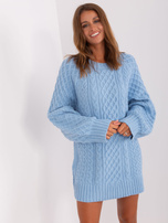 Hurt Jasnoniebieska sukienka dzianinowa z warkoczami