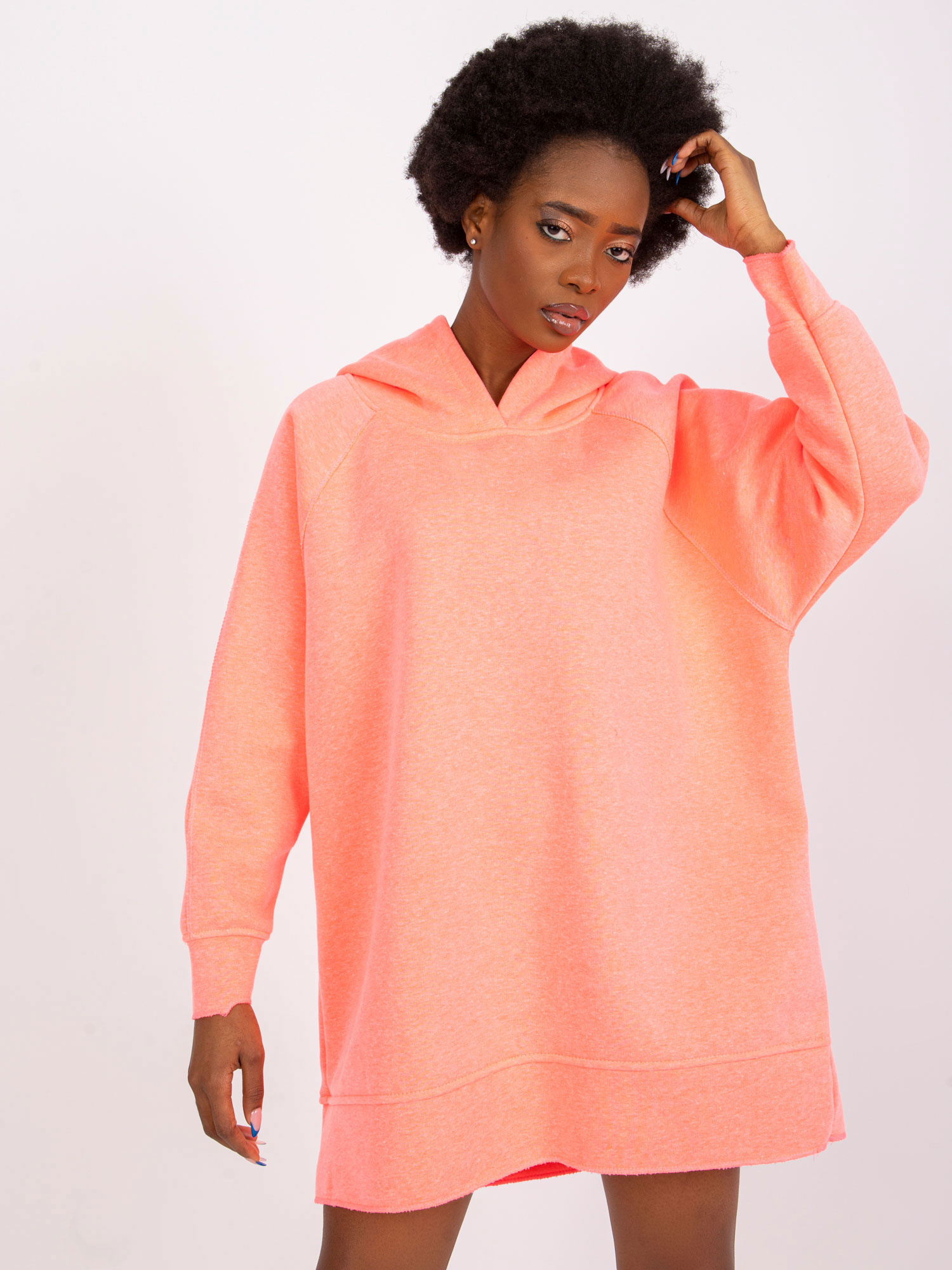 Fluo różowa dresowa bluza basic z kapturem Canberra