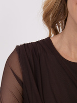 Czekoladowa wizytowa bluzka z siateczki 