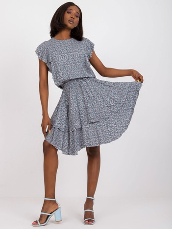 Hurt Niebieska letnia sukienka z falbanami RUE PARIS