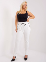 Hurt Ecru dresowe spodnie plus size z ozdobnymi troczkami