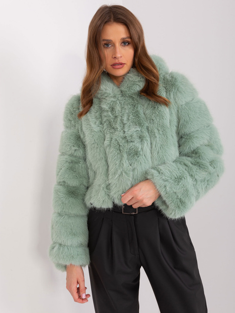 Hurtownia Pistacjowa damska kurtka z futra ekologicznego