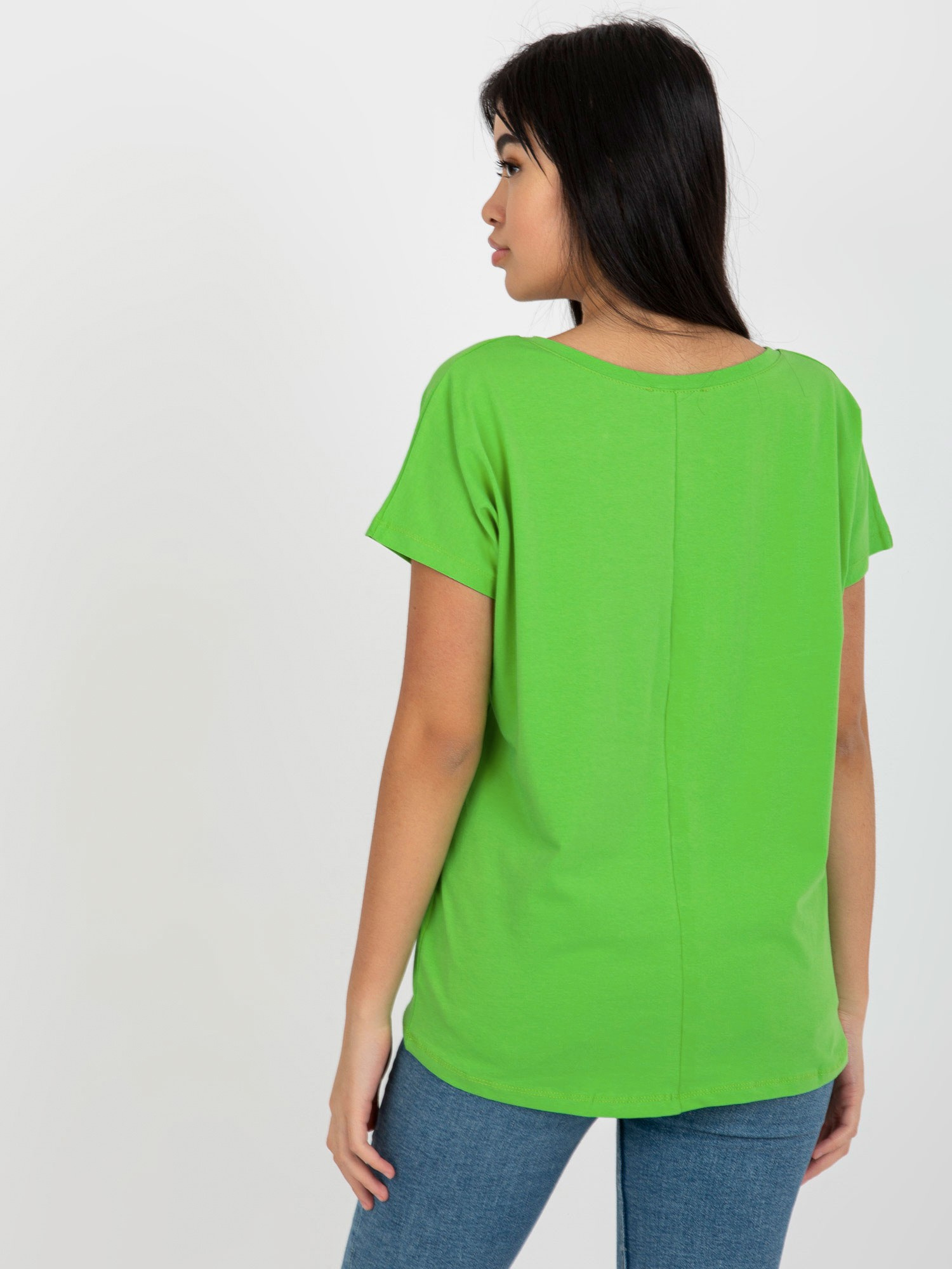 Hurt Jasnozielony klasyczny t-shirt basic z dekoltem V Emory