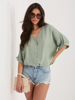 Khaki luźna bluzka na lato