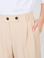 Beżowe garniturowe spodnie z wysokim stanem RUE PARIS 